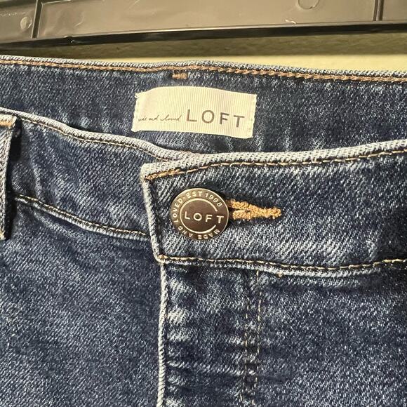 LOFT Modern Denim High Waist Skinny Ankle Jeans, Vintage Dark Wash, Size 32 / 14 - Picture 9 of 12